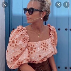 ZARA Pink embroidered Crop Top